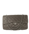 CHANEL Lambskin Double Chain Single Flap Maxi Size Bag Dark Brown/Silver