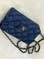 Sold-CHANEL Classic Denim Mini Rectangular Crossbody Flap Bag in Gold Hardware