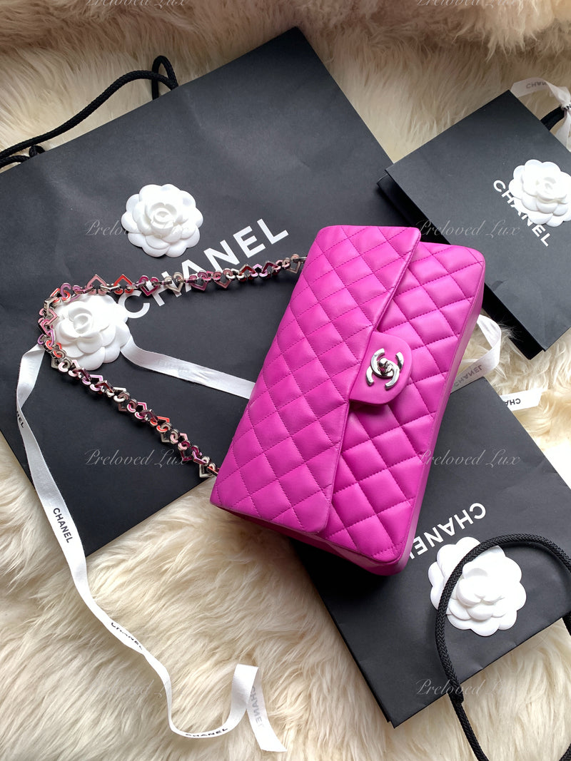 Sold-CHANEL Valentine Flap in Purple Silver Hardware Shoulder Bag