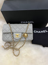 Sold-CHANEL Grey Lambskin Mini Rectangular Pearl Crush Flap Bag