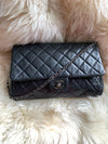 Sold-CHANEL Classic Quilted Flap Black Lambskin Shoulder Bag/Clutch