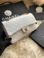 Sold-CHANEL Classic Medium Lambskin Double Chain Double Flap Bag white/gold hardware Vintage