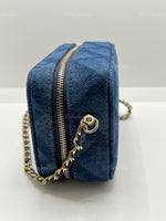 Sold-CHANEL Denim Blue Mini Camera Bag in Gold Hardware