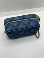 Sold-CHANEL Denim Blue Mini Camera Bag in Gold Hardware