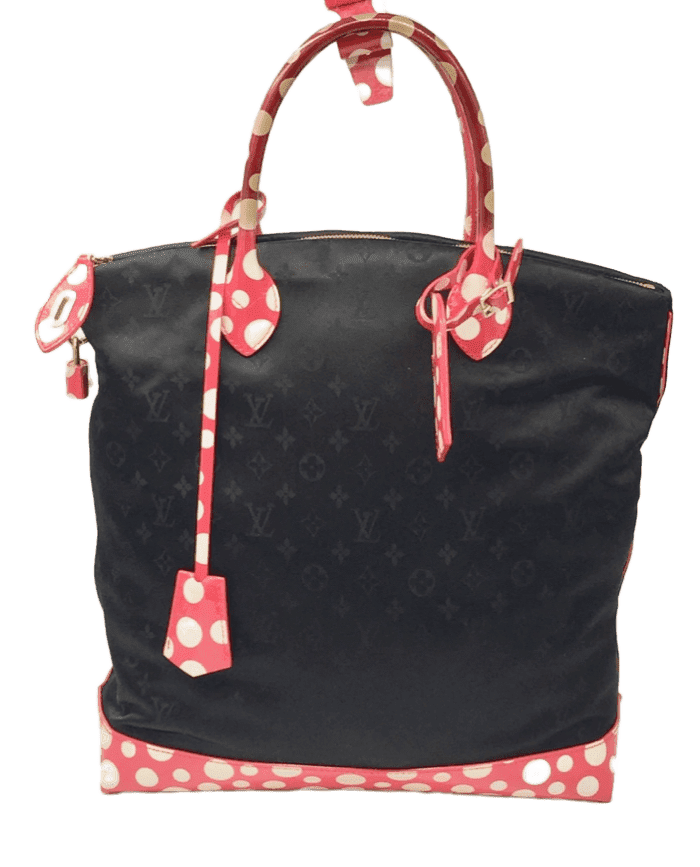 Sold-LOUIS VUITTON Monogram Kusama Vernis Dot Infinity Lockit MM Nylon Red M40681