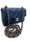 Sold-CHANEL Classic Denim Mini Rectangular Crossbody Flap Bag in Gold Hardware