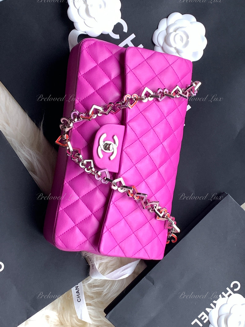 Sold-CHANEL Valentine Flap in Purple Silver Hardware Shoulder Bag