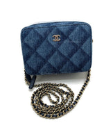 Sold-CHANEL Denim Blue Mini Camera Bag in Gold Hardware