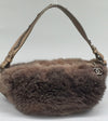 Sold-CHANEL Outdoor Ligne Hobo Fur with Leather Medium grey/brown