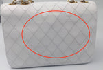 Sold-CHANEL Classic Vintage Lambskin Double Chain Flap Bag Small white/gold