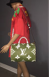 Sold-LOUIS VUITTON Giant Monogram Speedy Bandouliere Khaki Green/white/beige/cream beige